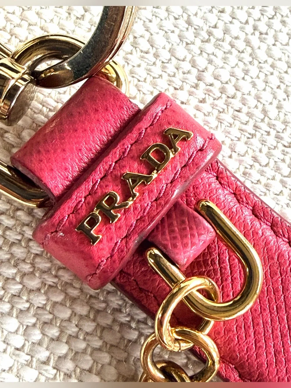 PRADA Pink Saffiano Leather Robot Trick Keychain Bag Charm + Box